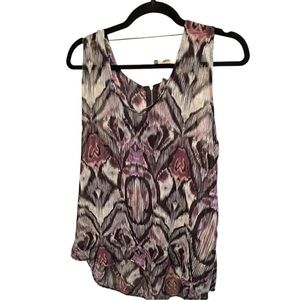 Kenar size XL purple & black print sleeveless top with back zipper